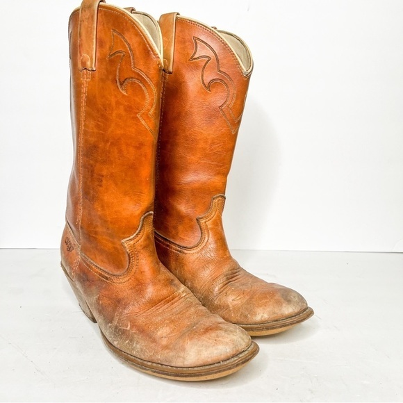 VTG Dingo Brown Leather Cowboy Western Boots Size 9 Men’s - Picture 2 of 6